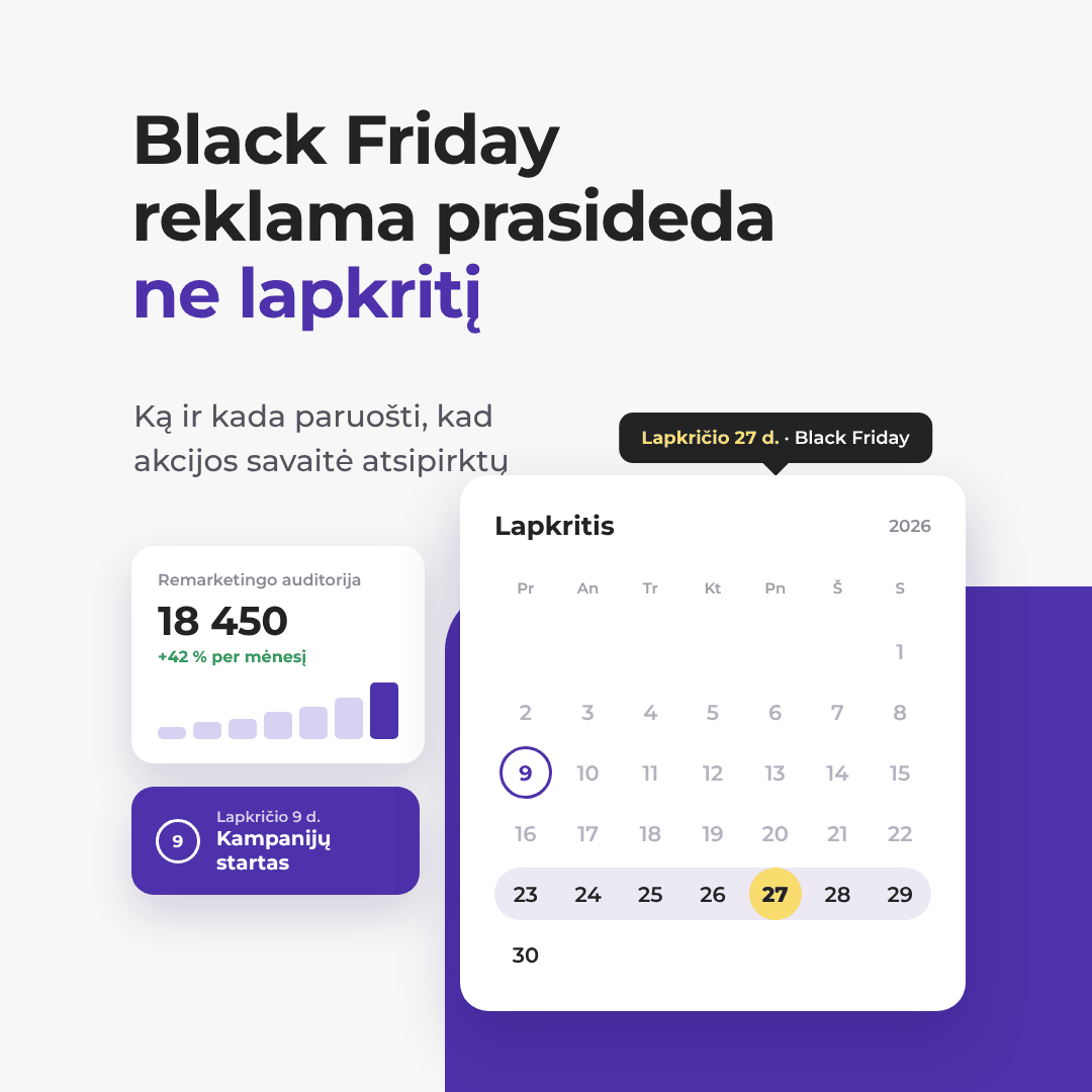 Black Friday reklama prasideda ne lapkritį – lapkričio kalendorius su pažymėta Black Friday diena